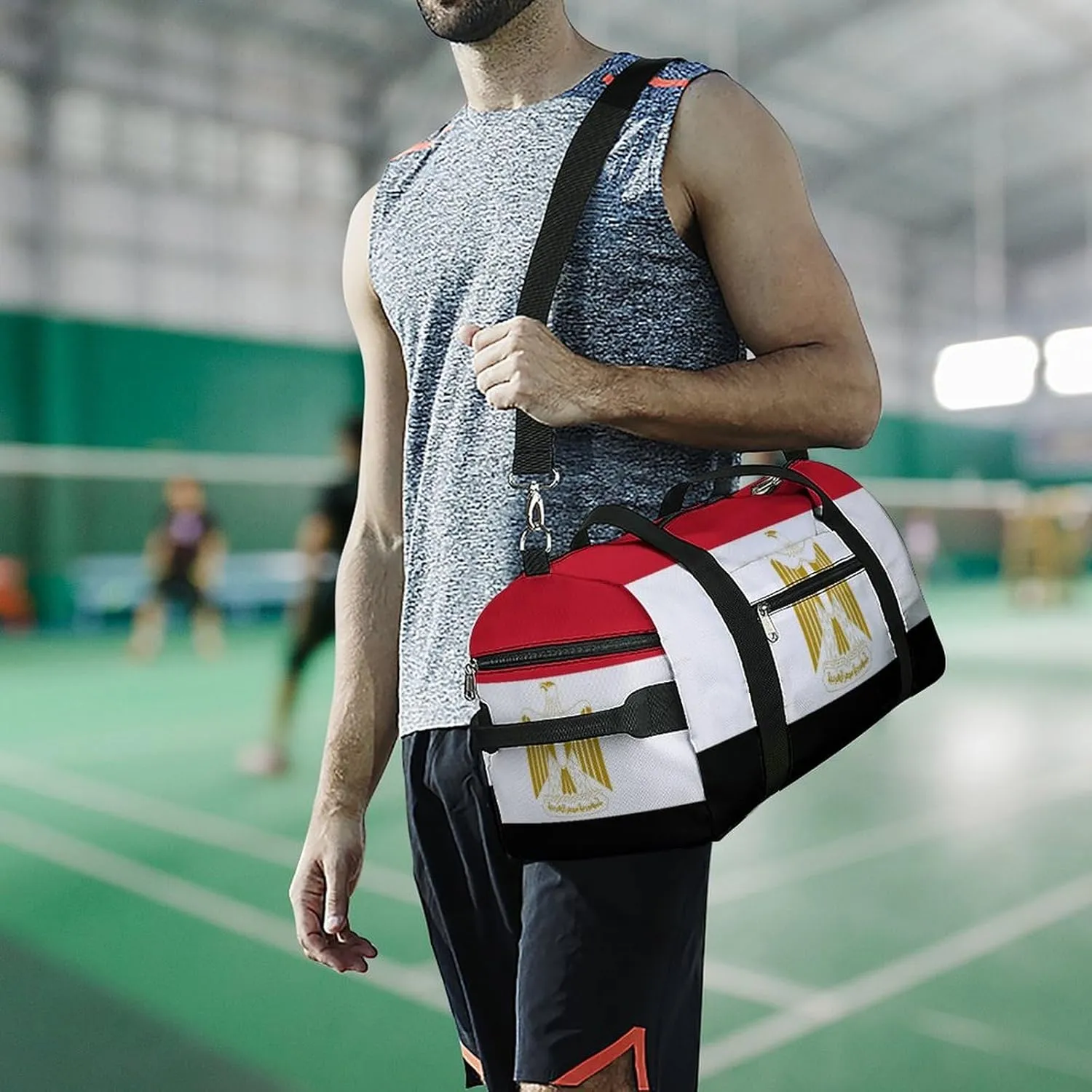 Egypt Flag Duffel Bag for Boys Girls with Wet Pocket Shoe Compartment