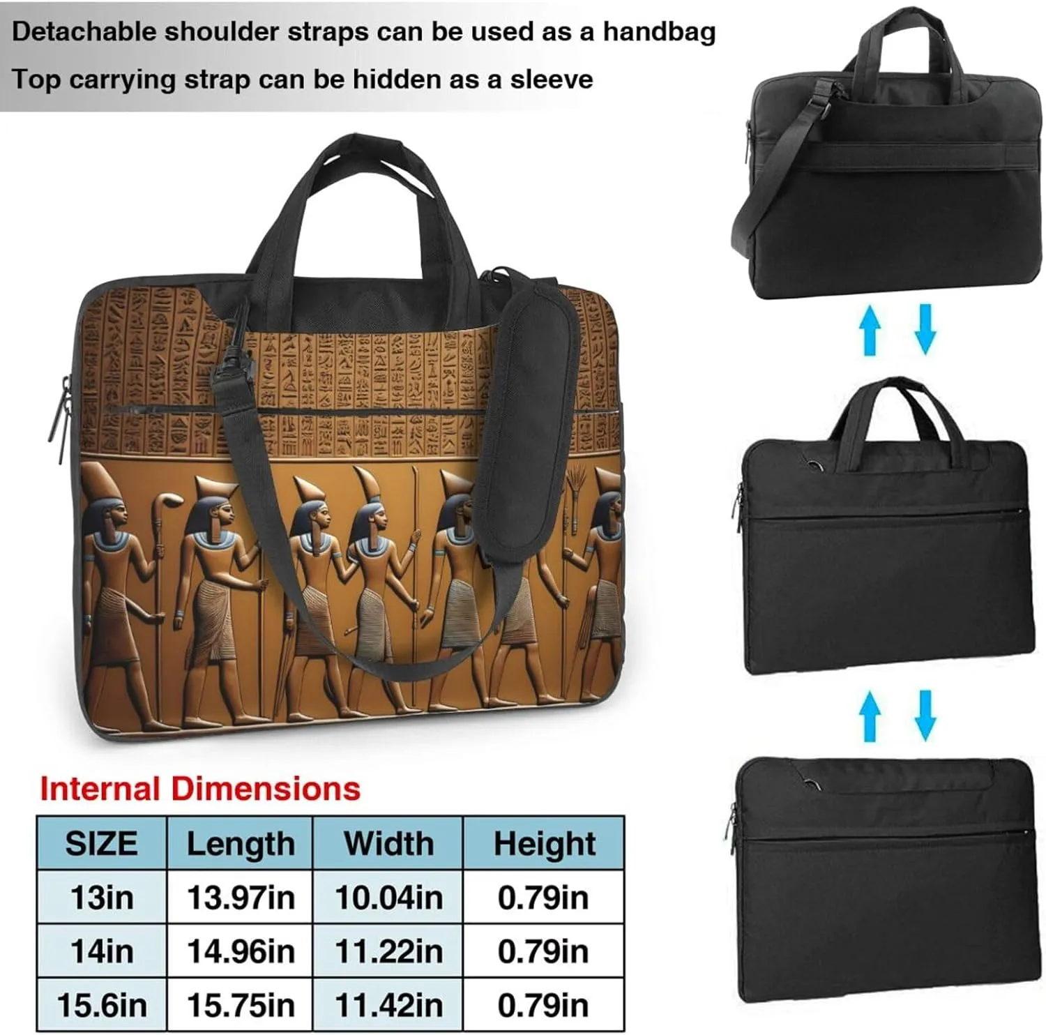 Egypt Hieroglyphics pattern Fashionable and ultra-thin shoulder laptop bag Shockproof soft lining