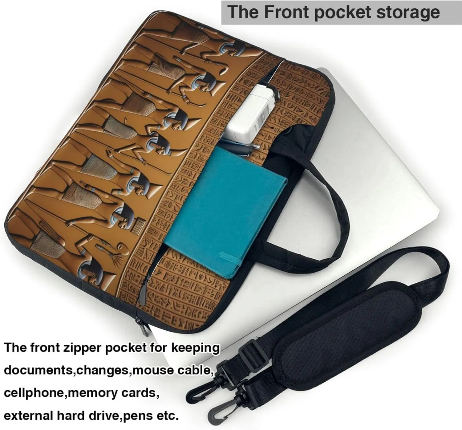 Egypt Hieroglyphics pattern Fashionable and ultra-thin shoulder laptop bag Shockproof soft lining