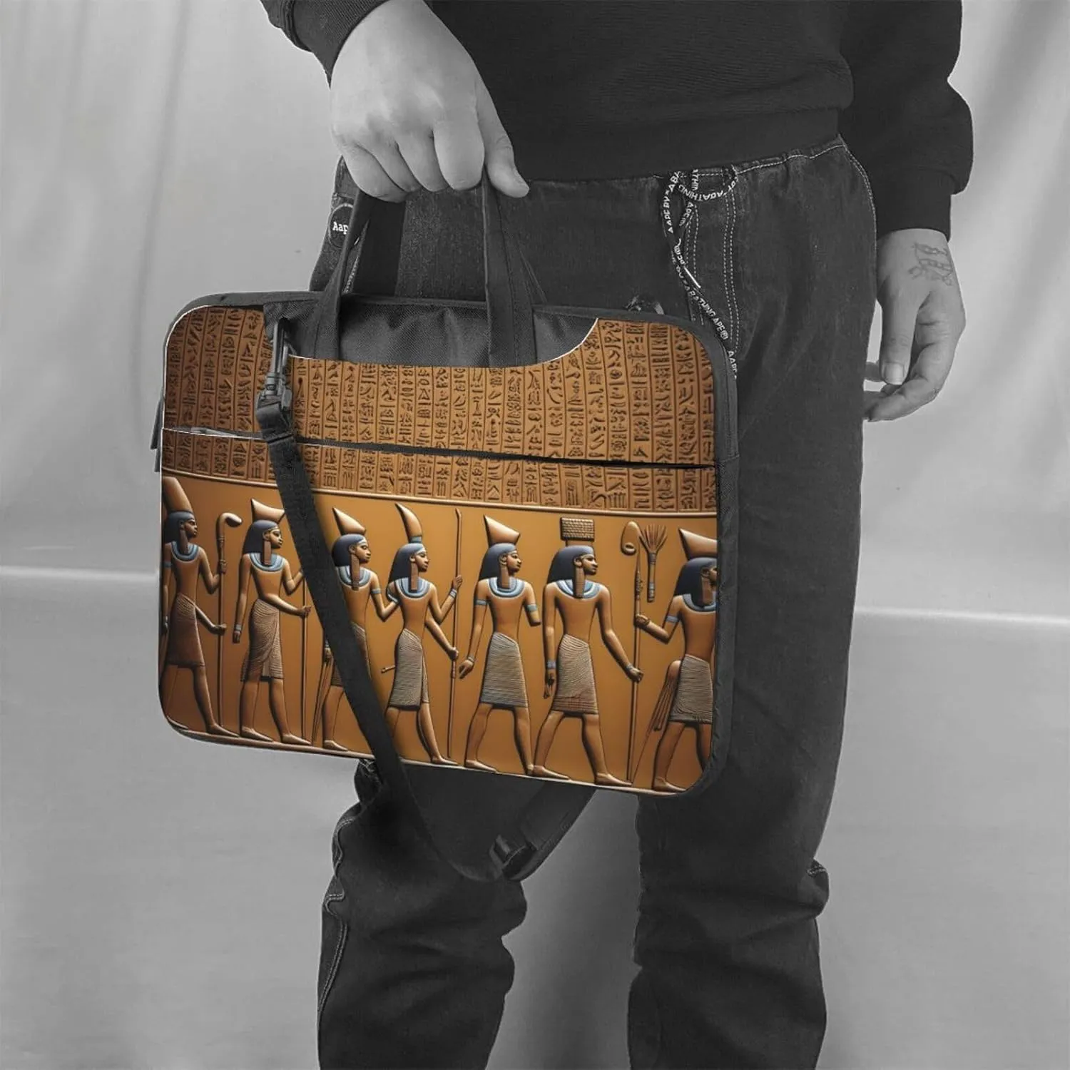 Egypt Hieroglyphics pattern Fashionable and ultra-thin shoulder laptop bag Shockproof soft lining