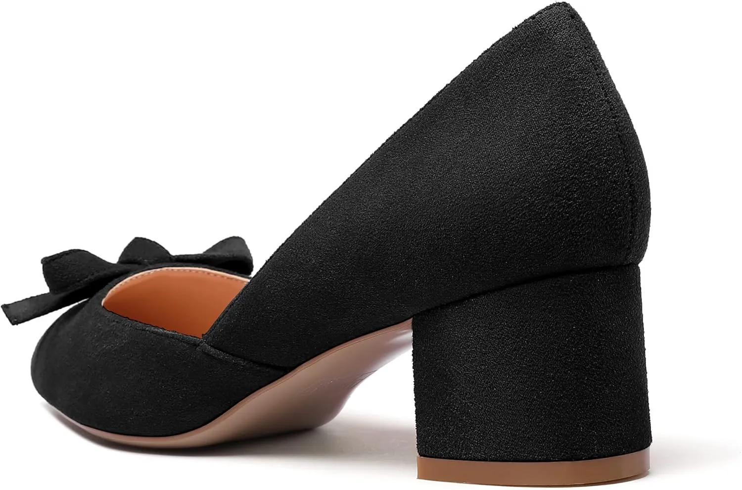 Eldof Women's D'Orsay Slip On Block Heels Pointed Toe Cut Out Comfortable 2 Inch Mid Block Heel Pumps Casual Office Ladies Shoes