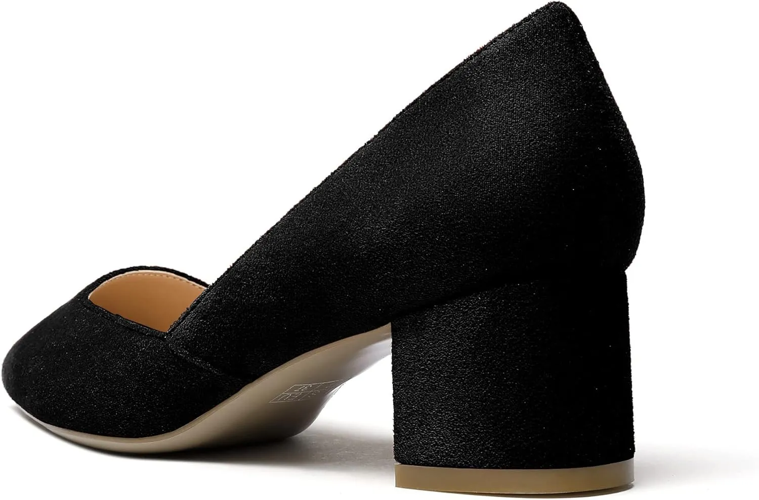 Eldof Women's Pointed Toe Cut Out D'Orsay Slip On Mid Block Heel Pumps Comfortable 2 Inch Block Heels for Dress Party Wedding