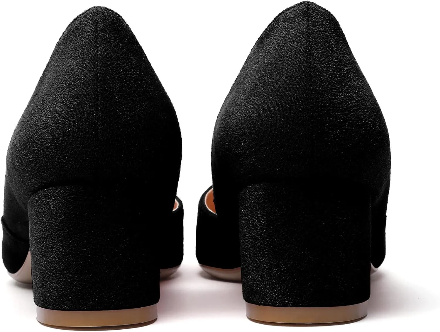Eldof Women's Pointed Toe Cut Out D'Orsay Slip On Mid Block Heel Pumps Comfortable 2 Inch Block Heels for Dress Party Wedding