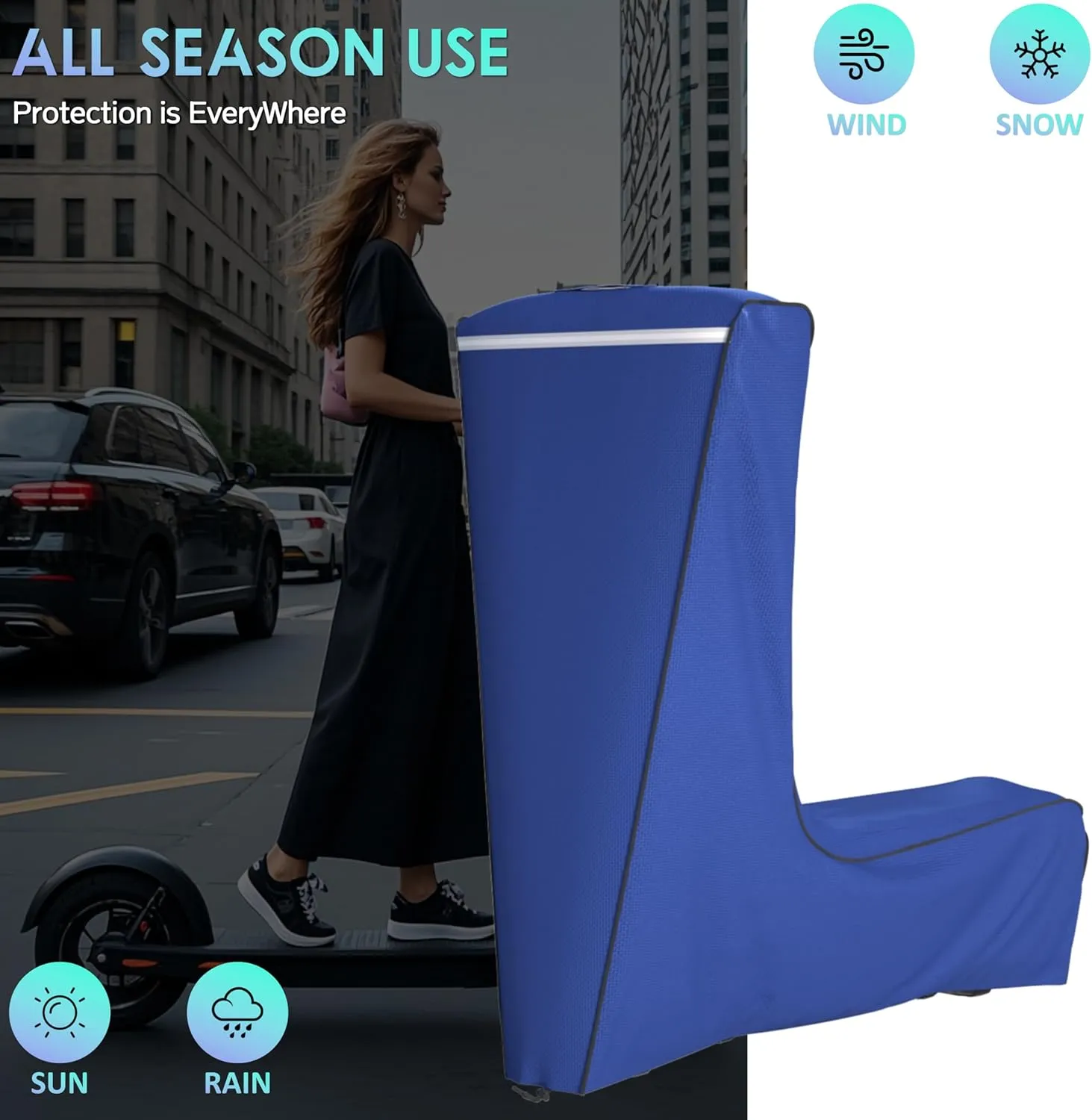 Electric Scooter Cover,1680D Heavy Duty Waterproof and Dustproof Oxford Cloth, UV Resistant & Anti-Scratch, Includes Storage Pouch,A Better Fitting Electric Scooter Cover (54x8x52)