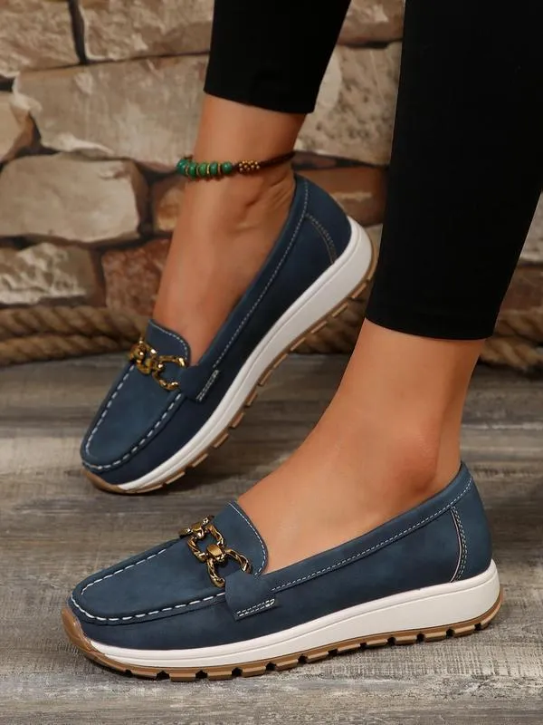 ELEGANT & COMFORTABLE CHAIN-DECOR SLIP-ON SHOES