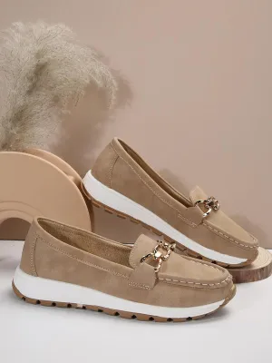 ELEGANT & COMFORTABLE CHAIN-DECOR SLIP-ON SHOES