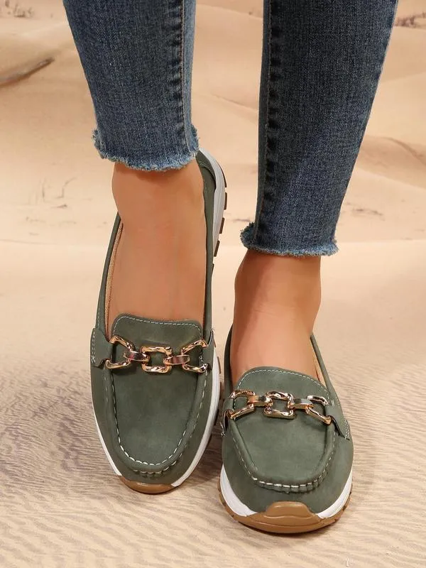 ELEGANT & COMFORTABLE CHAIN-DECOR SLIP-ON SHOES