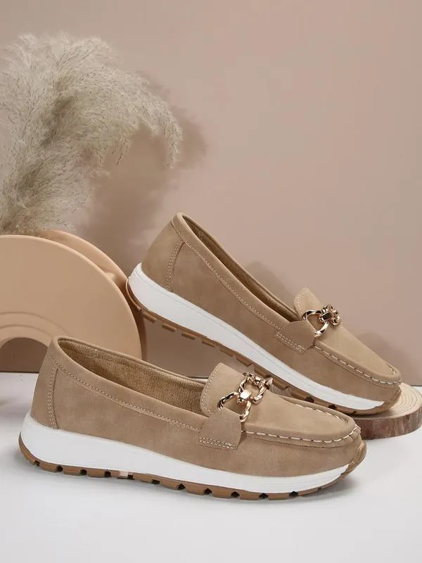 ELEGANT & COMFORTABLE CHAIN-DECOR SLIP-ON SHOES