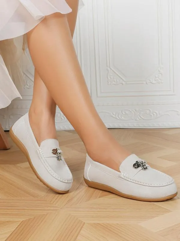 ELEGANT & COMFORTABLE CHAIN-DECOR SLIP-ON SHOES