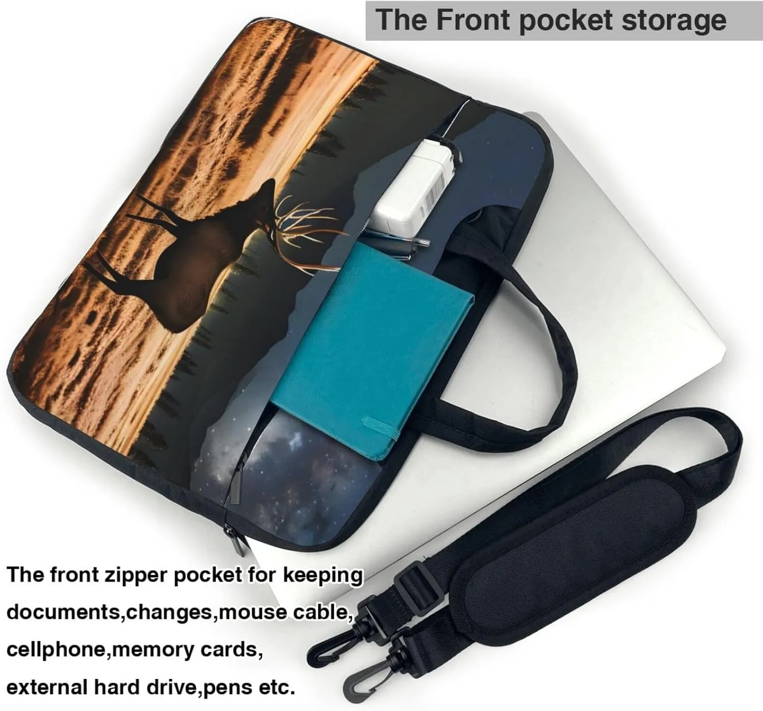 Elk in the meadow Ultra-thin portable shoulder laptop bag Stylish and Protective Shockproof soft lining