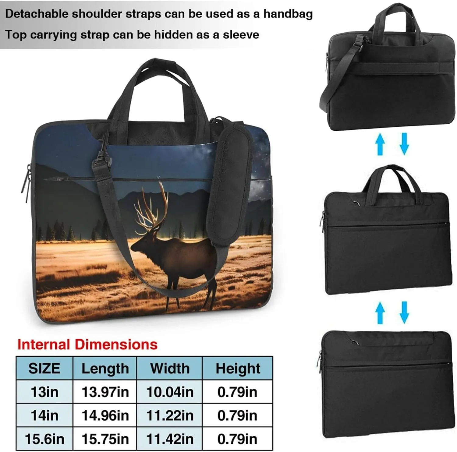 Elk in the meadow Ultra-thin portable shoulder laptop bag Stylish and Protective Shockproof soft lining