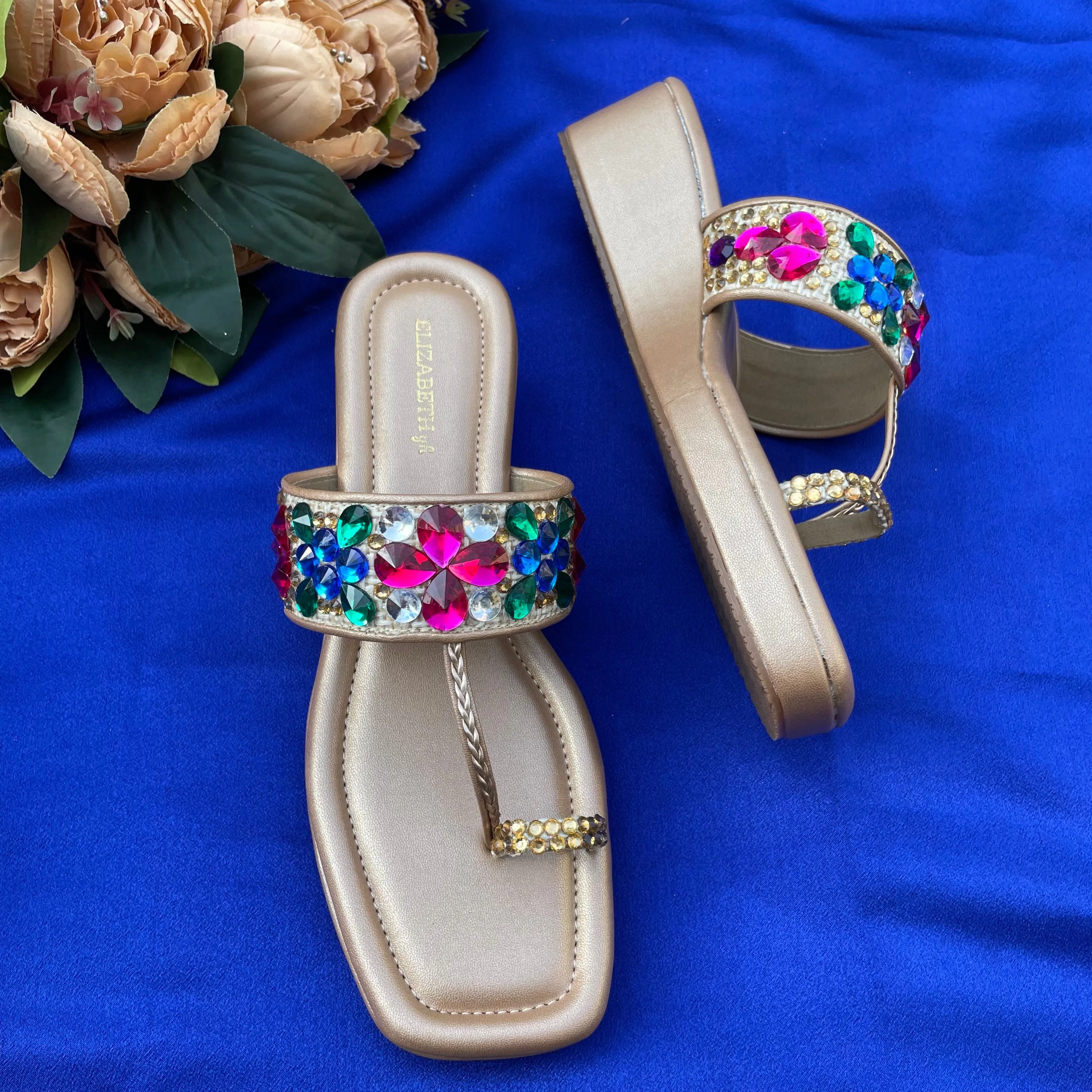 ELZ CRYSTAL Wedge Kolhapuri