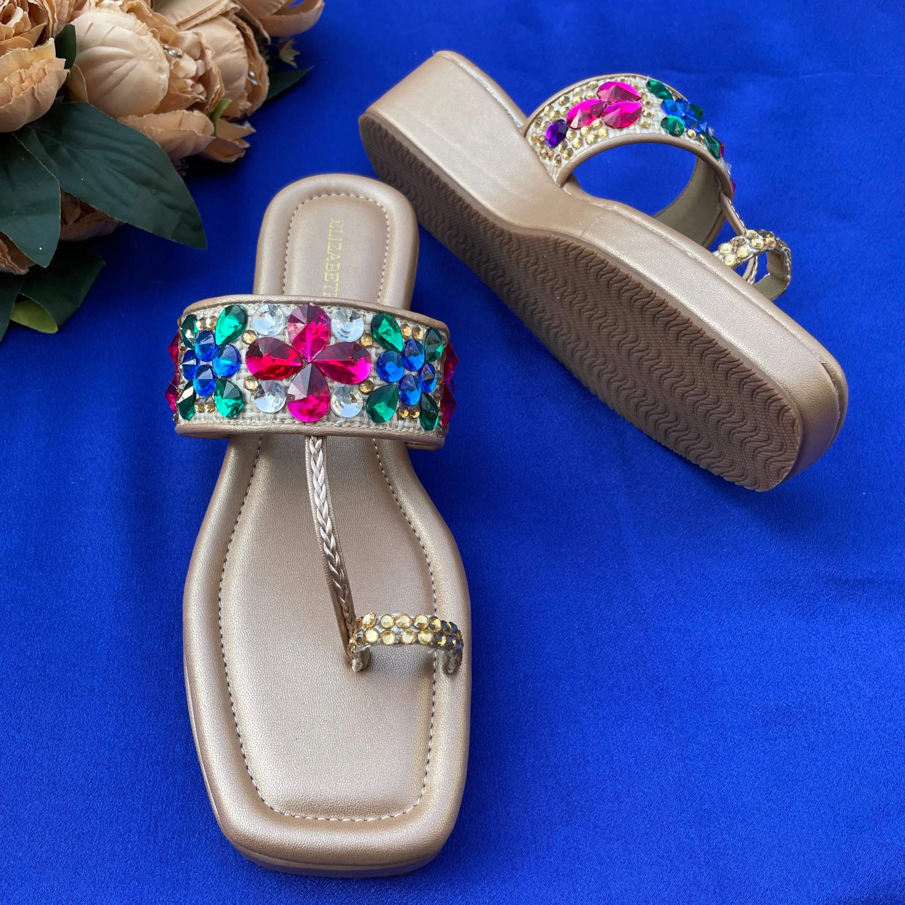 ELZ CRYSTAL Wedge Kolhapuri