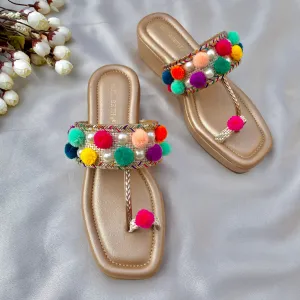 ELZ  POM POM Wedges Kolhapuri