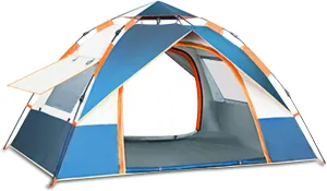 Ergocar Camping Tent 210T Oxford Cloth Waterproof Windproof Dome Adults Tent, 2-4 Man Ultraligh Ventilated 2 Doors & 2 Windows Pop up Tent for Family Long Trip, Hiking & Fishing