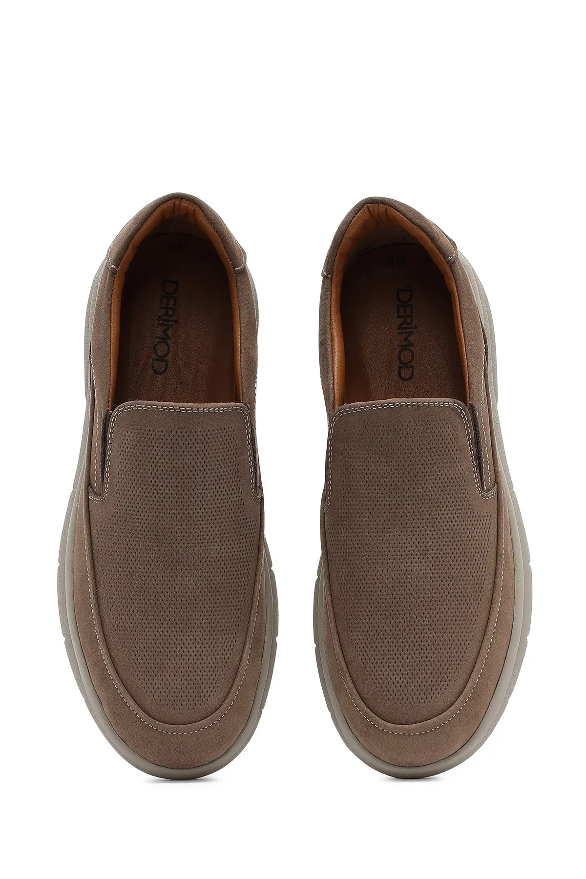 Erkek Bej Nubuk Deri Comfort Loafer