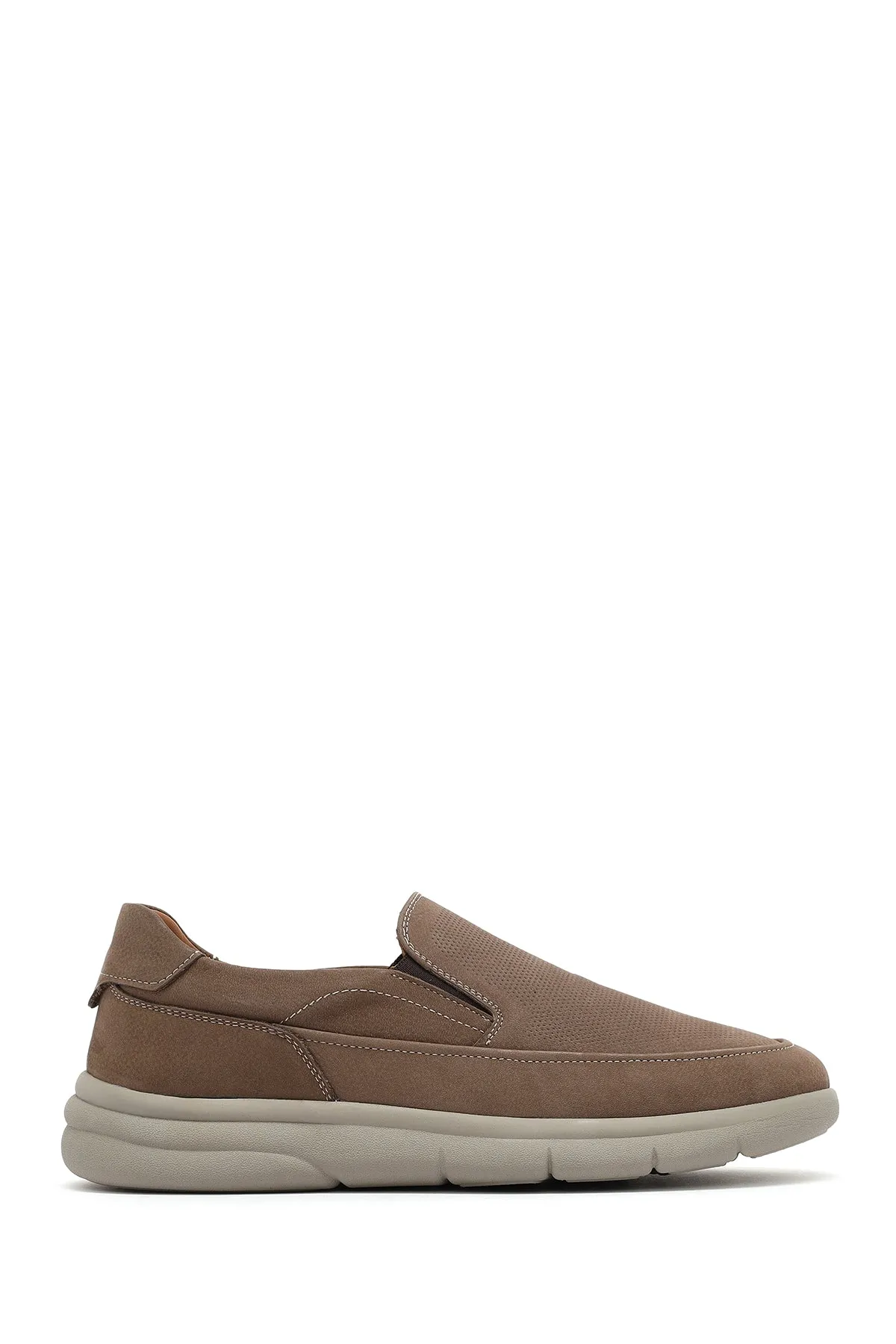 Erkek Bej Nubuk Deri Comfort Loafer