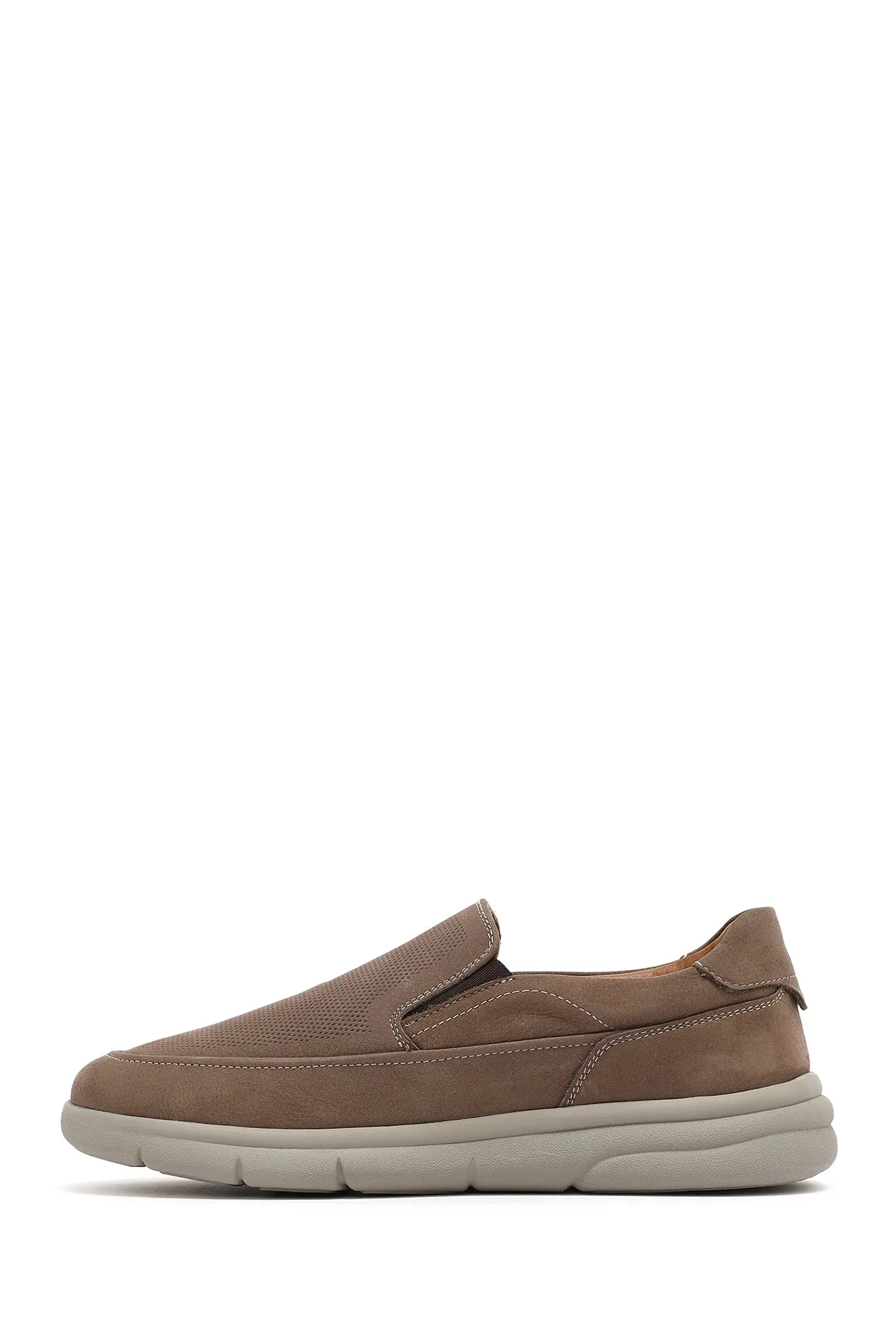 Erkek Bej Nubuk Deri Comfort Loafer