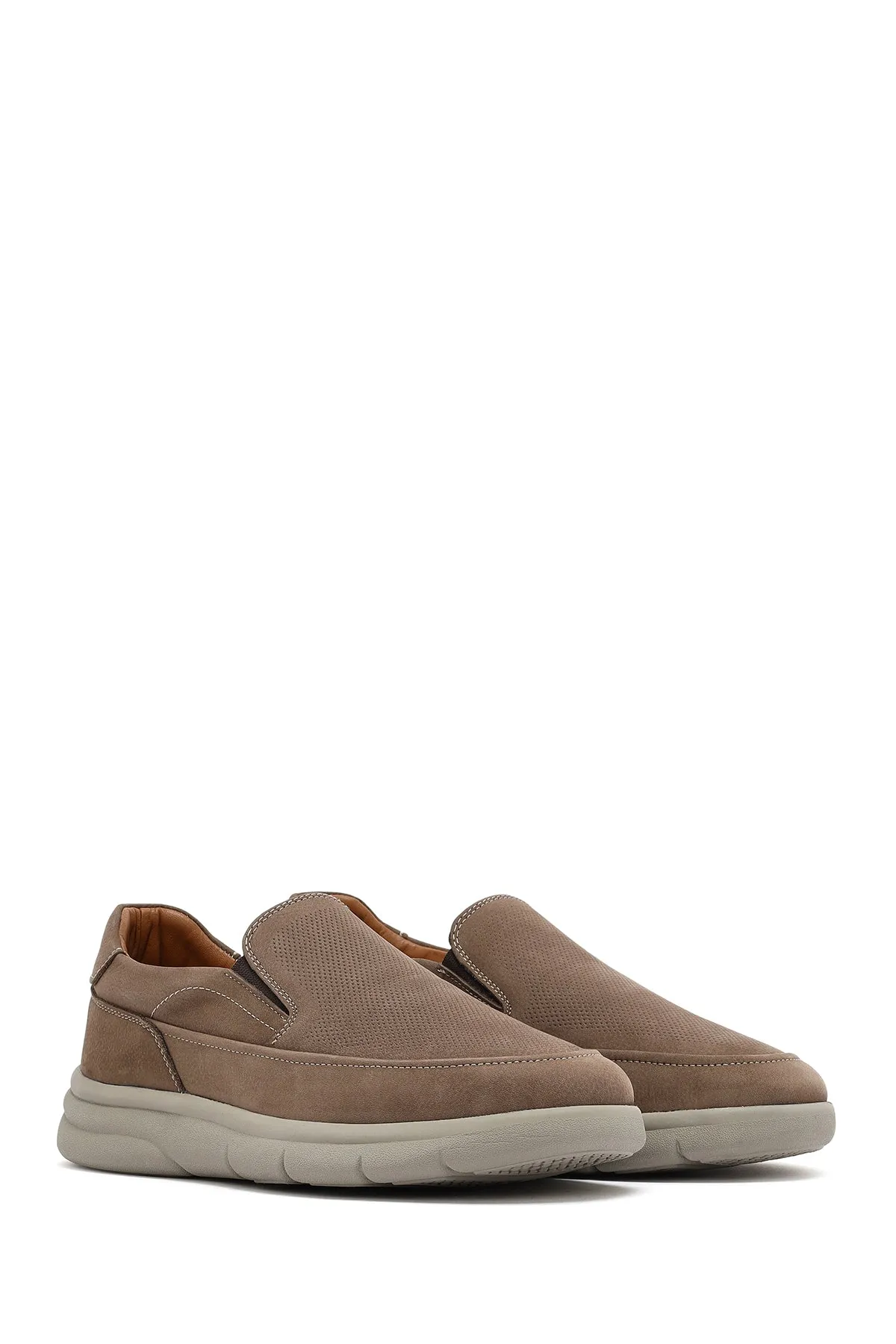 Erkek Bej Nubuk Deri Comfort Loafer