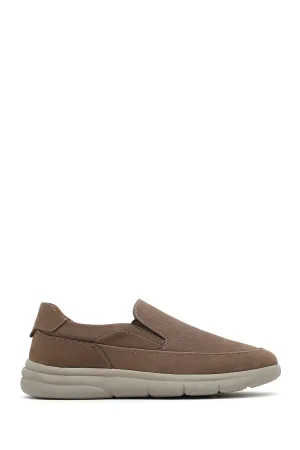 Erkek Bej Nubuk Deri Comfort Loafer