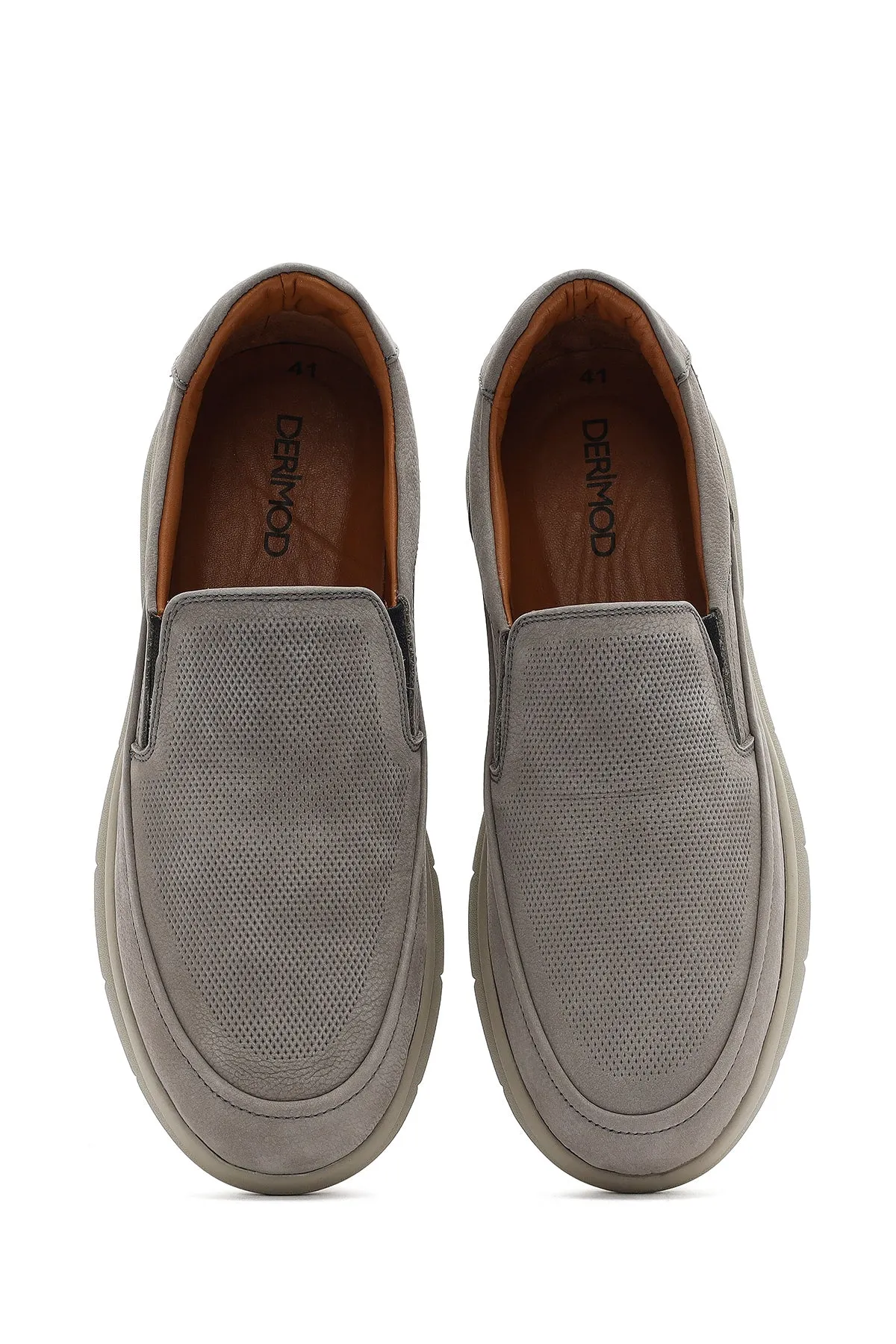 Erkek Gri Nubuk Deri Comfort Loafer