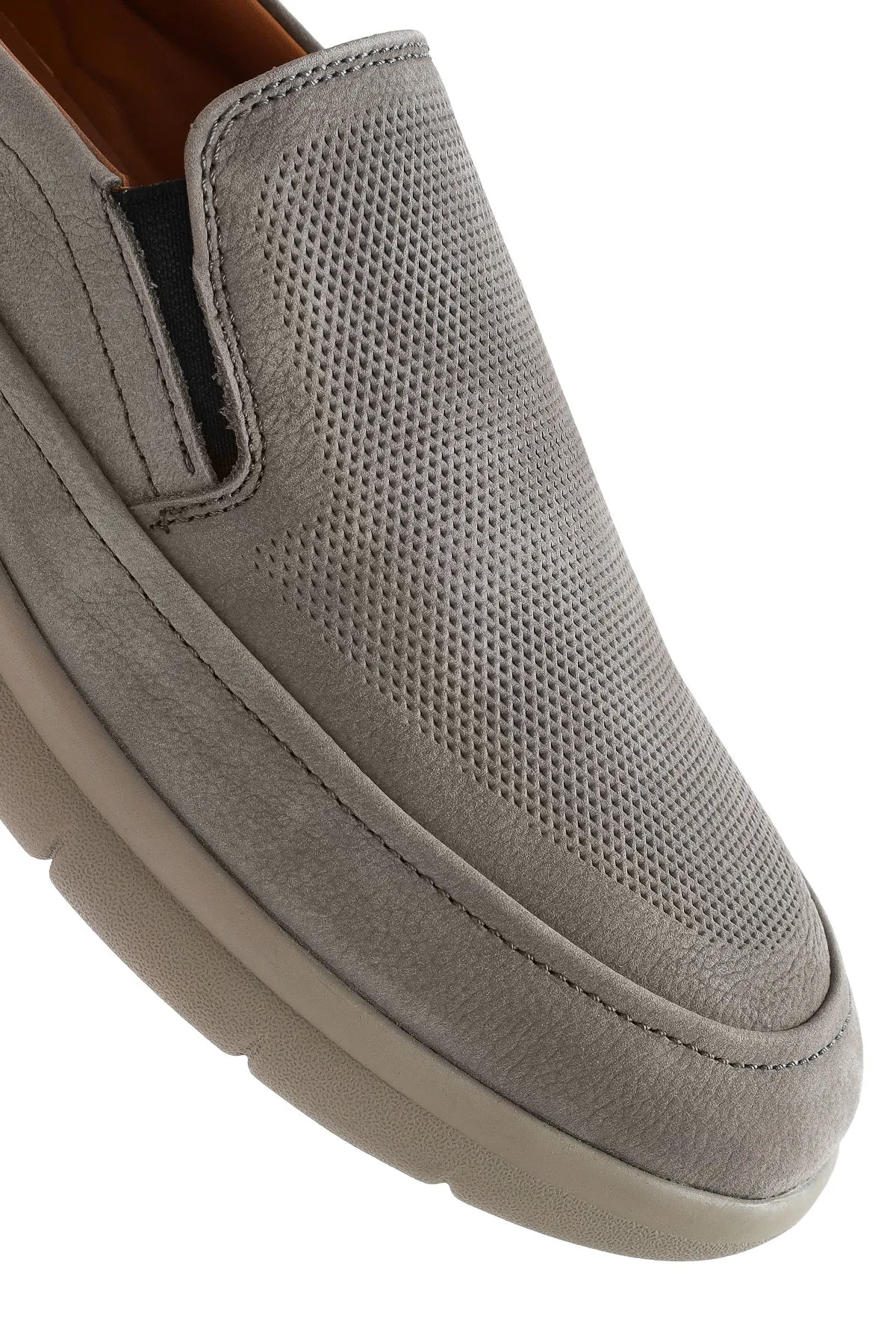Erkek Gri Nubuk Deri Comfort Loafer