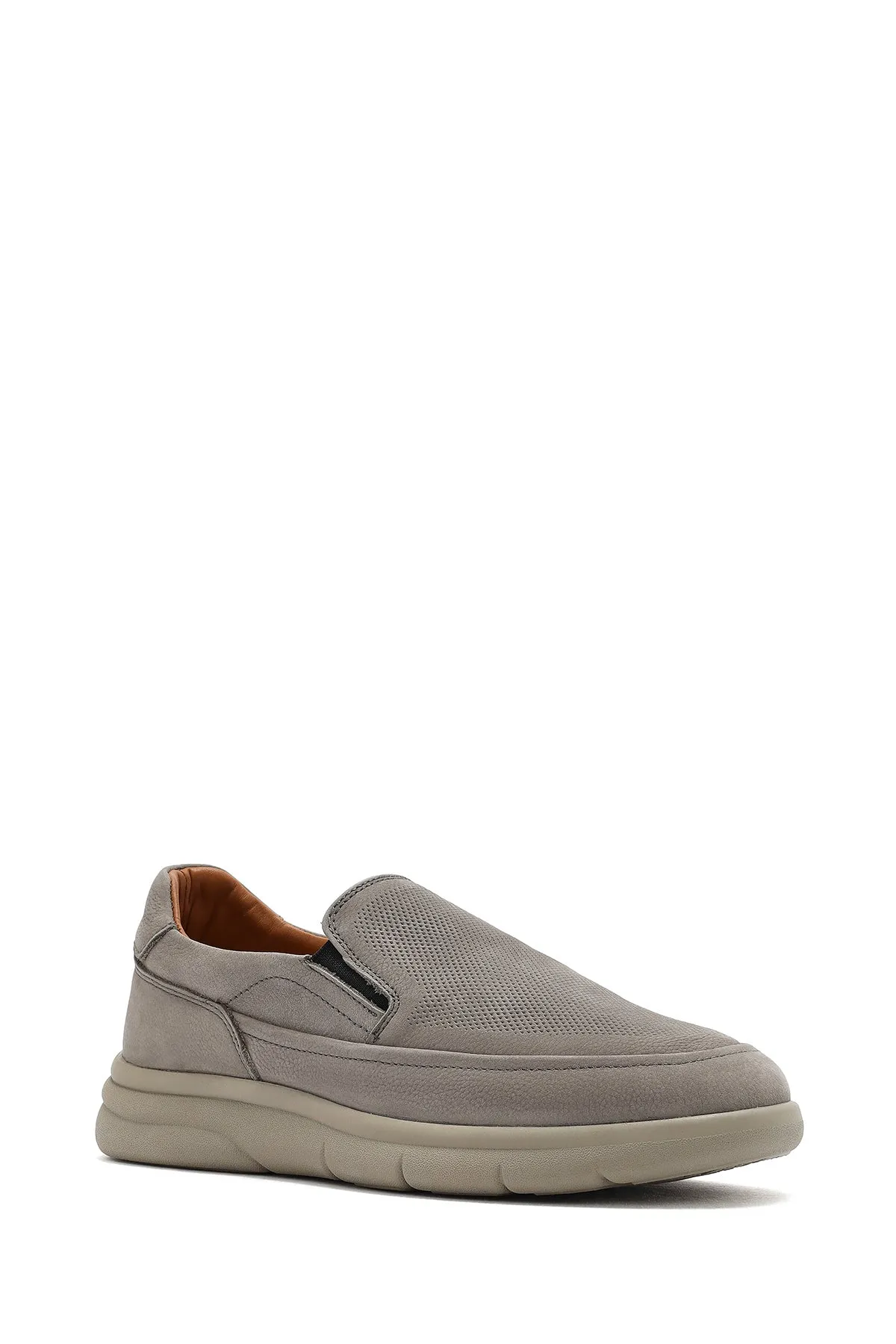 Erkek Gri Nubuk Deri Comfort Loafer