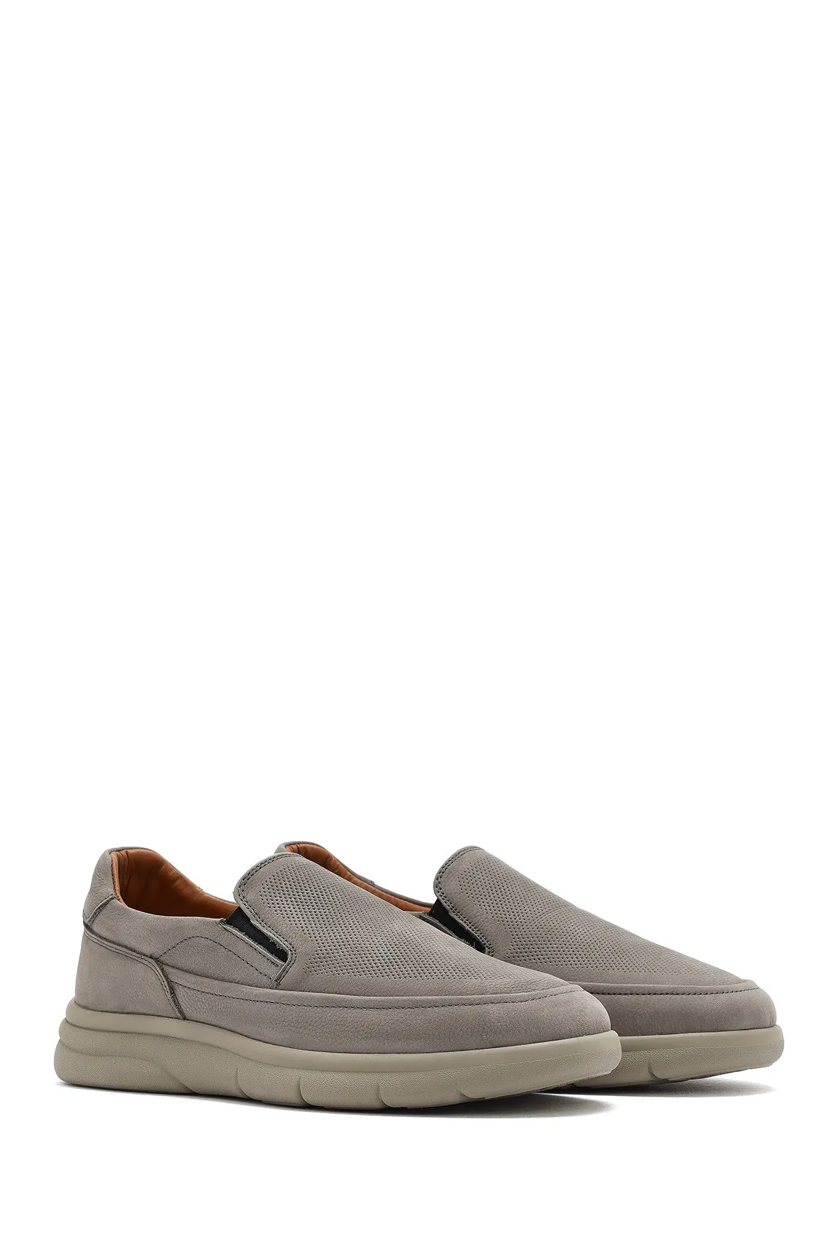Erkek Gri Nubuk Deri Comfort Loafer