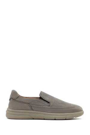 Erkek Gri Nubuk Deri Comfort Loafer