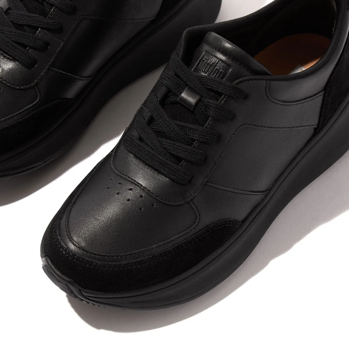 F-MODE Leather/Suede Flatform Sneakers