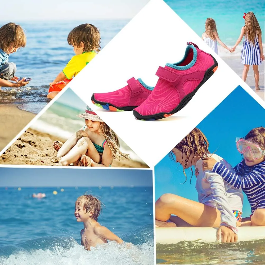 FANTURE Girls & Boys Water Shoes Lightweight Comfort Sole Easy Walking Athletic Slip on Aqua Sock(Toddler/Little Kid/Big Kid)