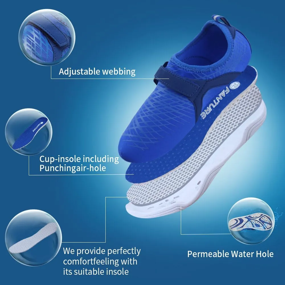 FANTURE Girls & Boys Water Shoes Lightweight Comfort Sole Easy Walking Athletic Slip on Aqua Sock(Toddler/Little Kid/Big Kid)