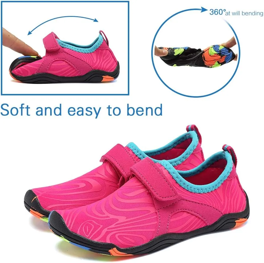 FANTURE Girls & Boys Water Shoes Lightweight Comfort Sole Easy Walking Athletic Slip on Aqua Sock(Toddler/Little Kid/Big Kid)