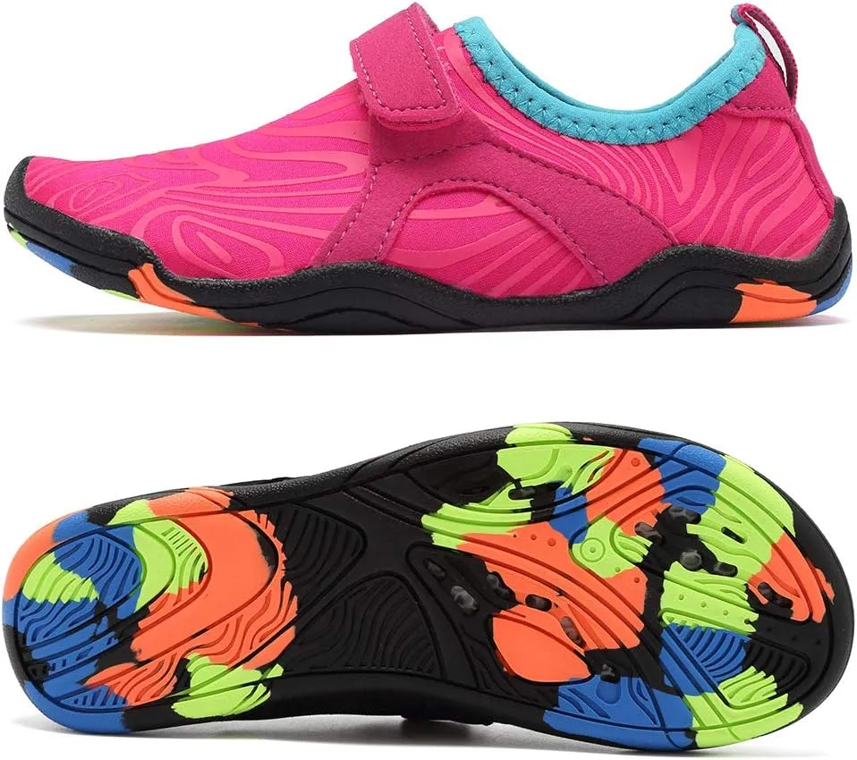 FANTURE Girls & Boys Water Shoes Lightweight Comfort Sole Easy Walking Athletic Slip on Aqua Sock(Toddler/Little Kid/Big Kid)