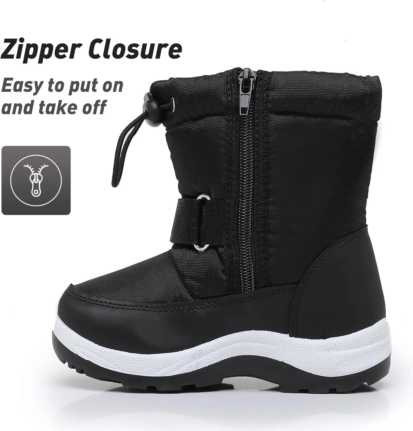 Felabo Toddler Snow Boots for Boys Girls Water Resistant Warm Winter Boots with Non Slip Sole Easy On Side Zipper Closure (Toddler/Little Kid)