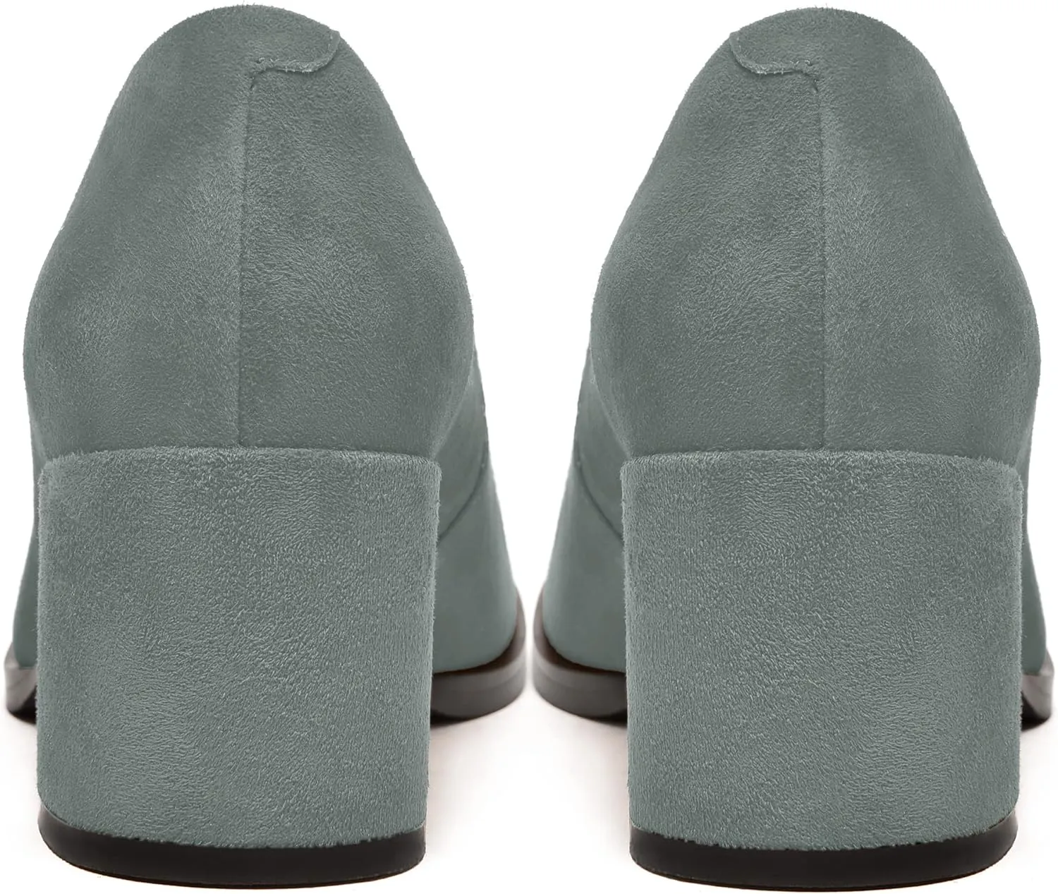 FEMSTEP Womens Suede Leather Dating Square Toe Slip On Cute Chunky Low Heel Pumps Shoes 2.2 Inch