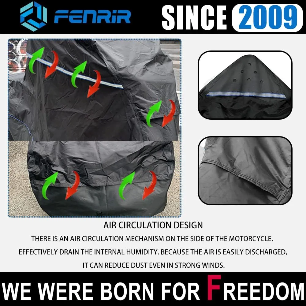 FENRIR 420D 90"INCH Motorcycle Cover Waterproof Outdoor Storage for BMW R1300GS R1250GS KTM 1290Super Adventure HONDA Africa Twin YAMAHA Super Tenere Tracer SUZUKI VStrom KAWASAKI Versys TRIUMPH Tiger