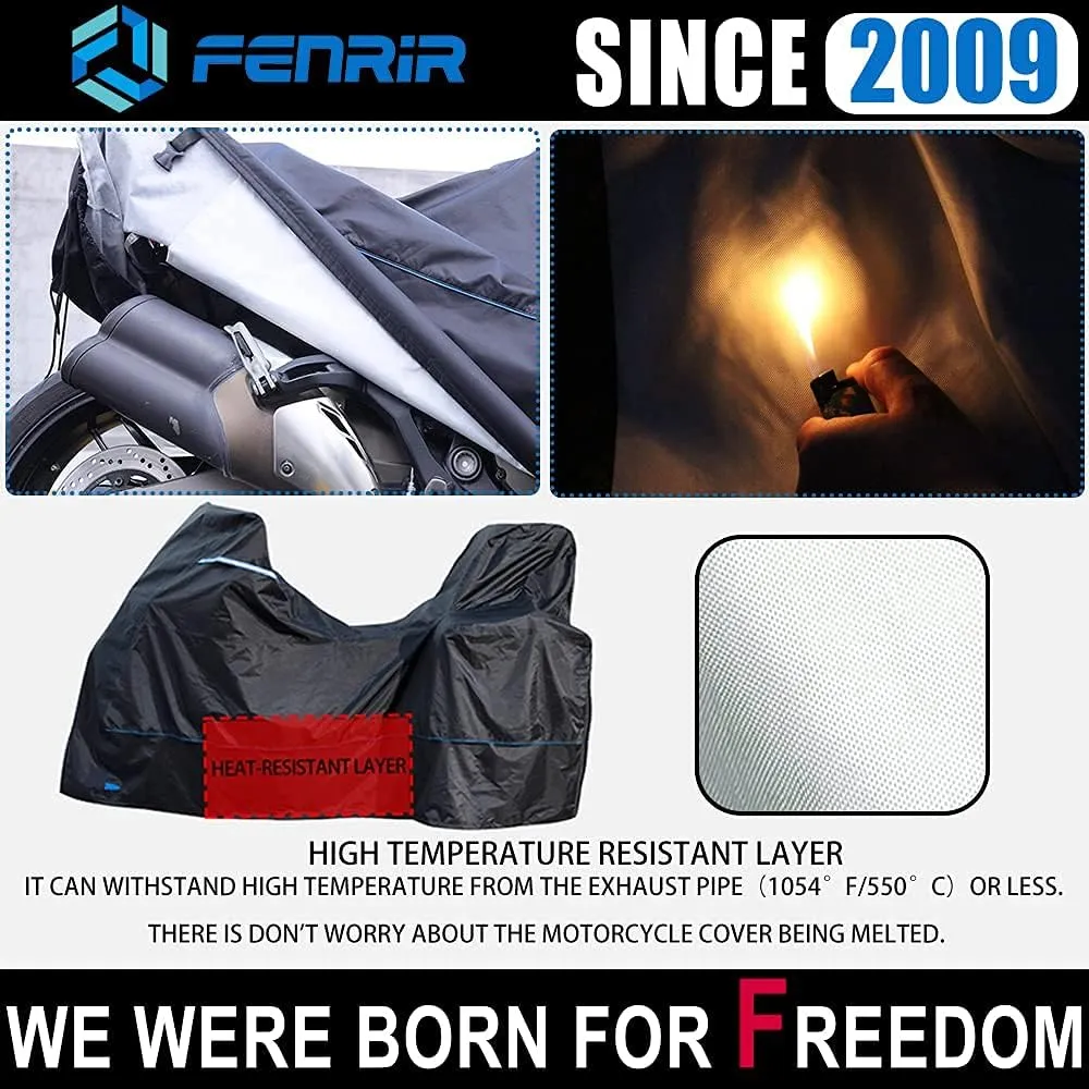 FENRIR 420D 90"INCH Motorcycle Cover Waterproof Outdoor Storage for BMW R1300GS R1250GS KTM 1290Super Adventure HONDA Africa Twin YAMAHA Super Tenere Tracer SUZUKI VStrom KAWASAKI Versys TRIUMPH Tiger