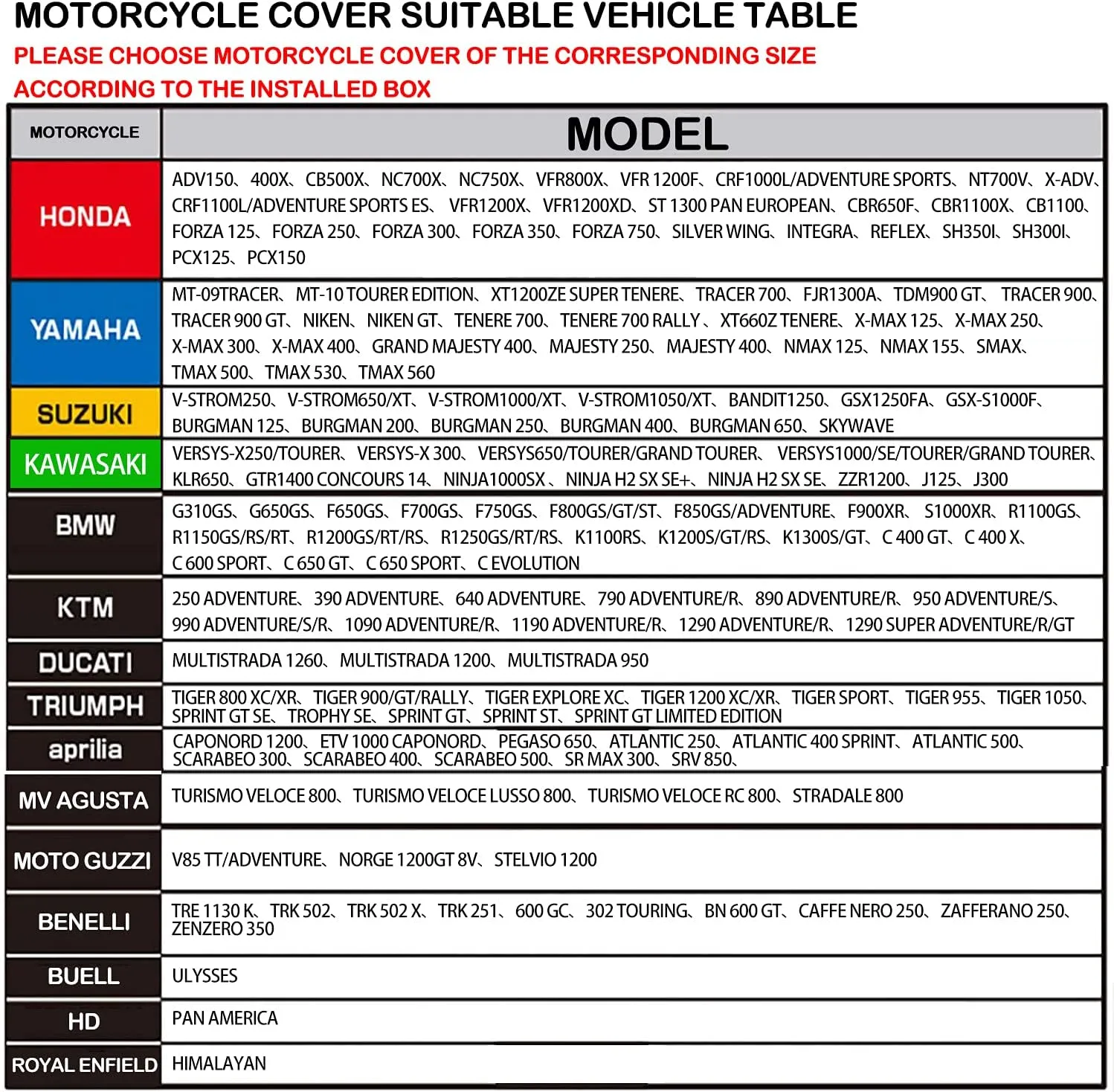FENRIR 420D 90"INCH Motorcycle Cover Waterproof Outdoor Storage for BMW R1300GS R1250GS KTM 1290Super Adventure HONDA Africa Twin YAMAHA Super Tenere Tracer SUZUKI VStrom KAWASAKI Versys TRIUMPH Tiger