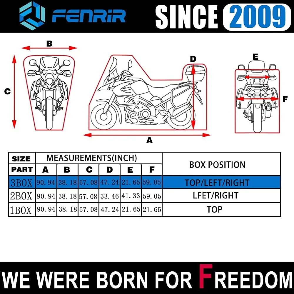 FENRIR 420D 90"INCH Motorcycle Cover Waterproof Outdoor Storage for BMW R1300GS R1250GS KTM 1290Super Adventure HONDA Africa Twin YAMAHA Super Tenere Tracer SUZUKI VStrom KAWASAKI Versys TRIUMPH Tiger