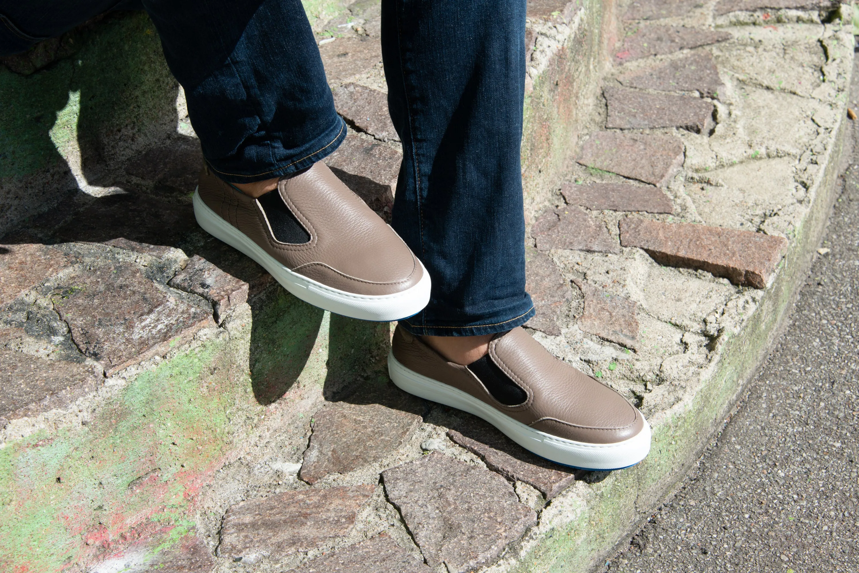 Fifty-12 Men's Batolomeo K0003S15 Beige Leather with Black Elastic Loafer Shoe