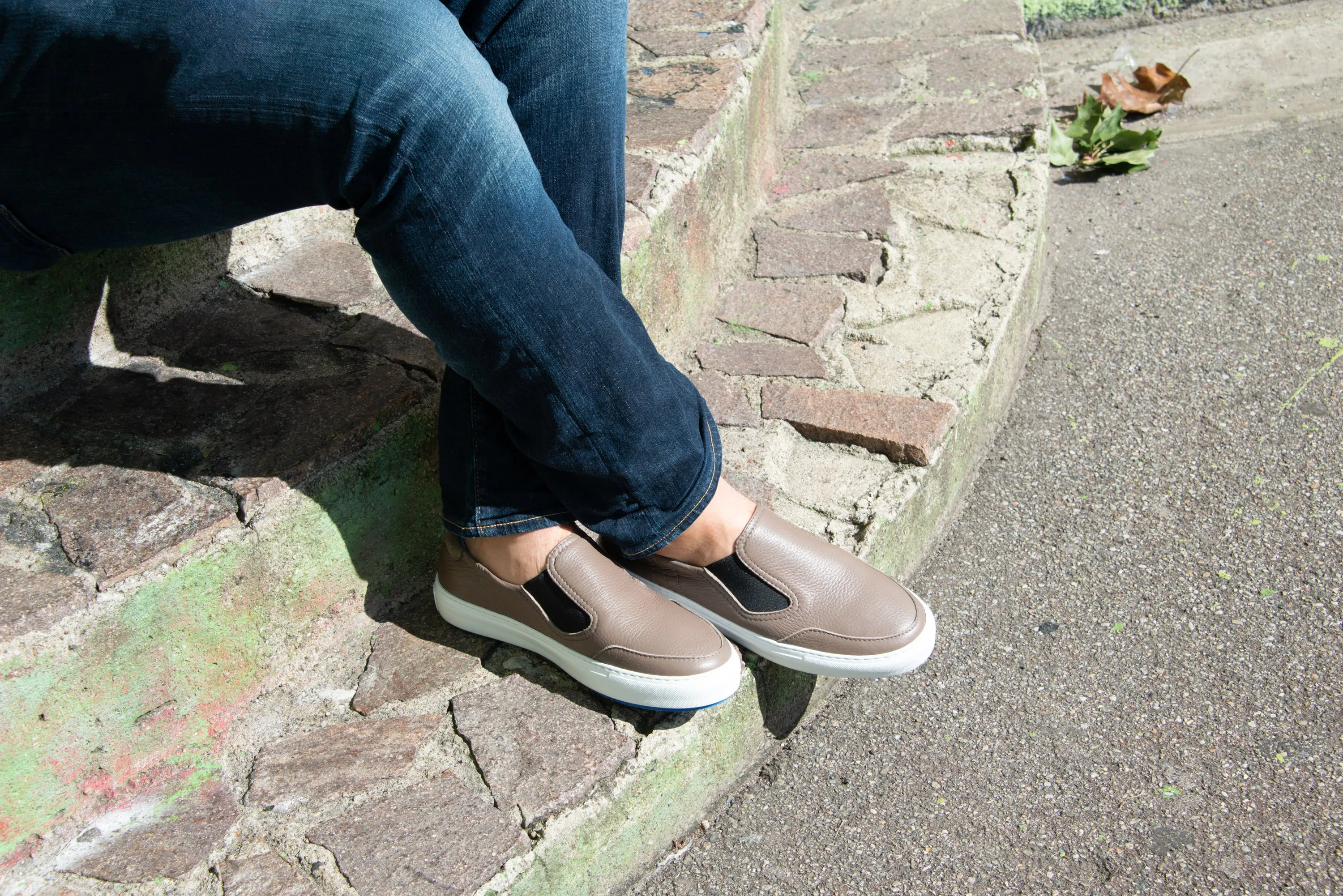 Fifty-12 Men's Batolomeo K0003S15 Beige Leather with Black Elastic Loafer Shoe