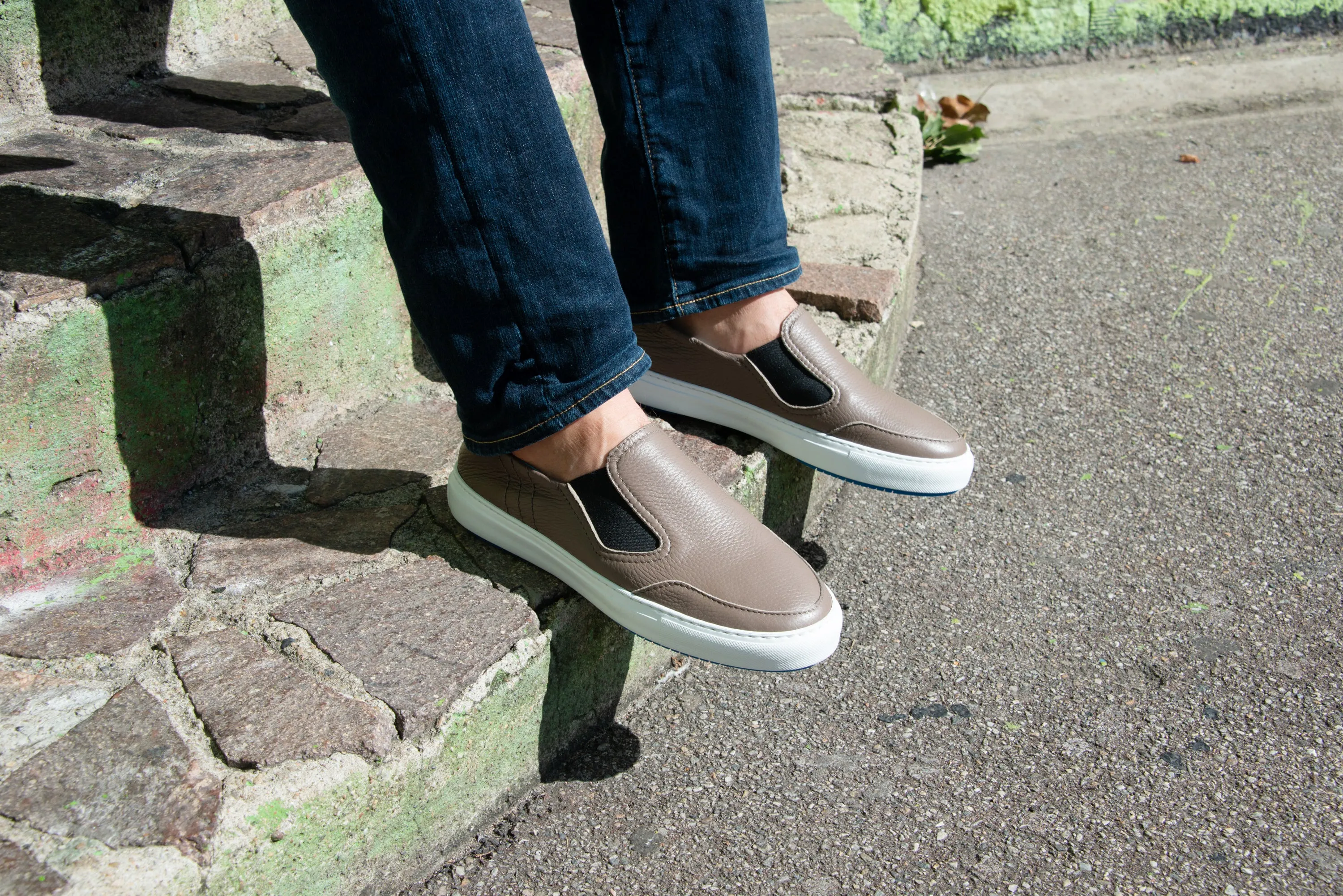 Fifty-12 Men's Batolomeo K0003S15 Beige Leather with Black Elastic Loafer Shoe