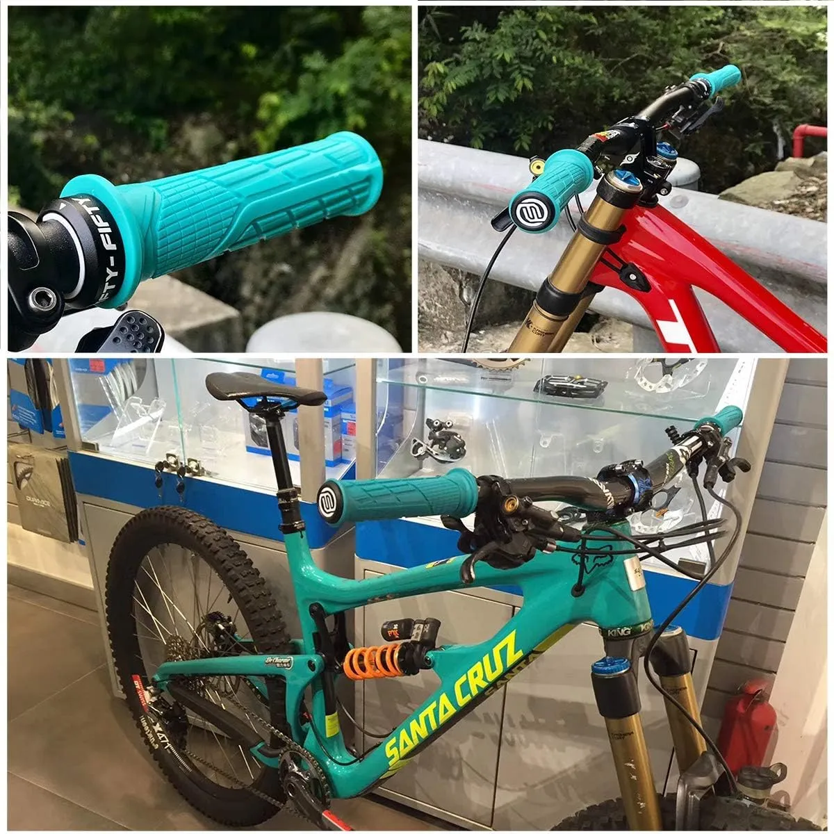 FIFTY-FIFTY Mountain Bike Handlebar Grips, Single Lock-on MTB Grips, Comfortable and Lock On, Non-Slip Bicycle Handle, Fit for All Mountain, Enduro, Downhill