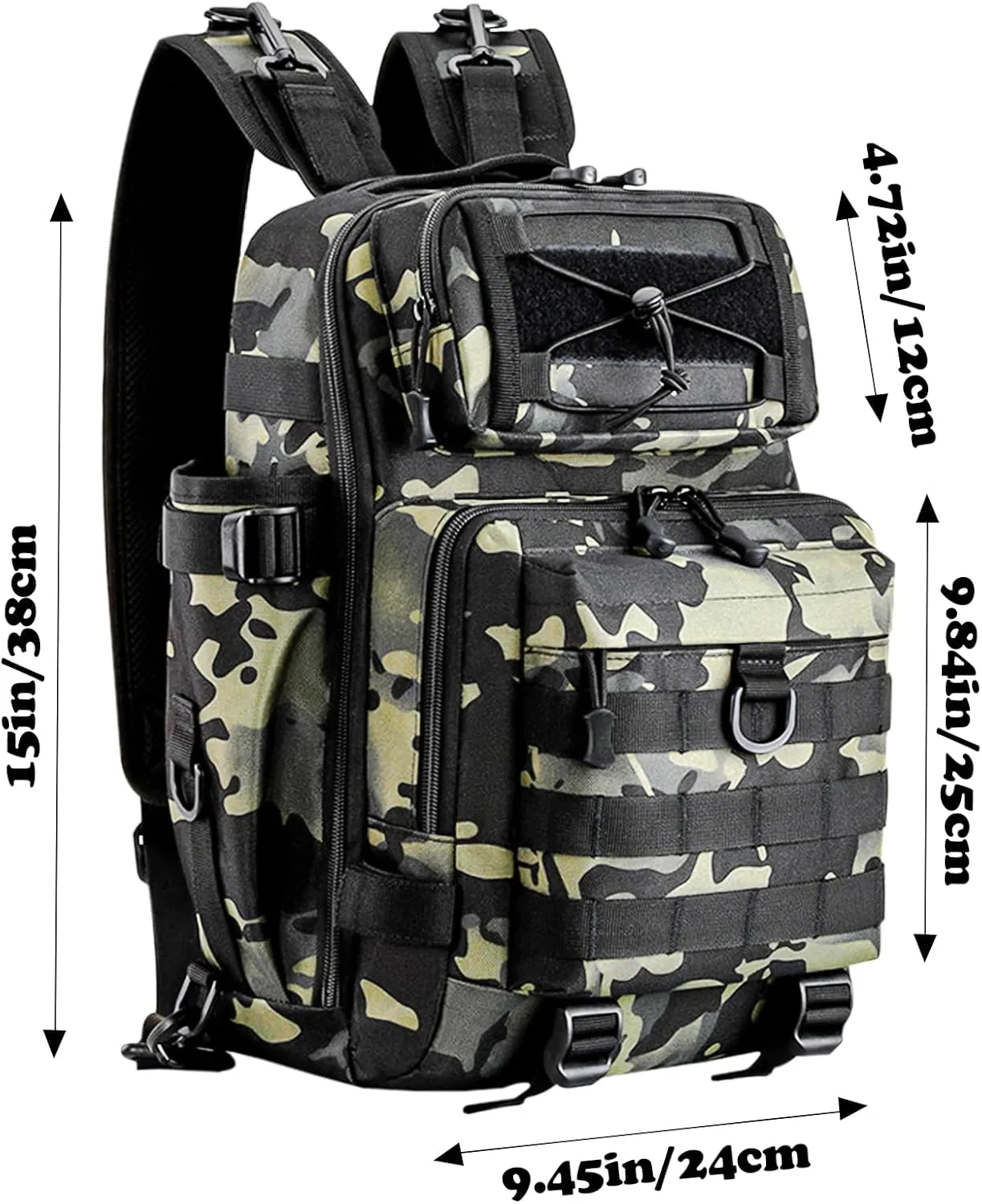Fishing Tackle Backpack, Portable Fishing Tackle Storage Bag, Multifuction Large-Capacity Sling Bag, Fishing Gear Bags, (Dark Night Camouflage)