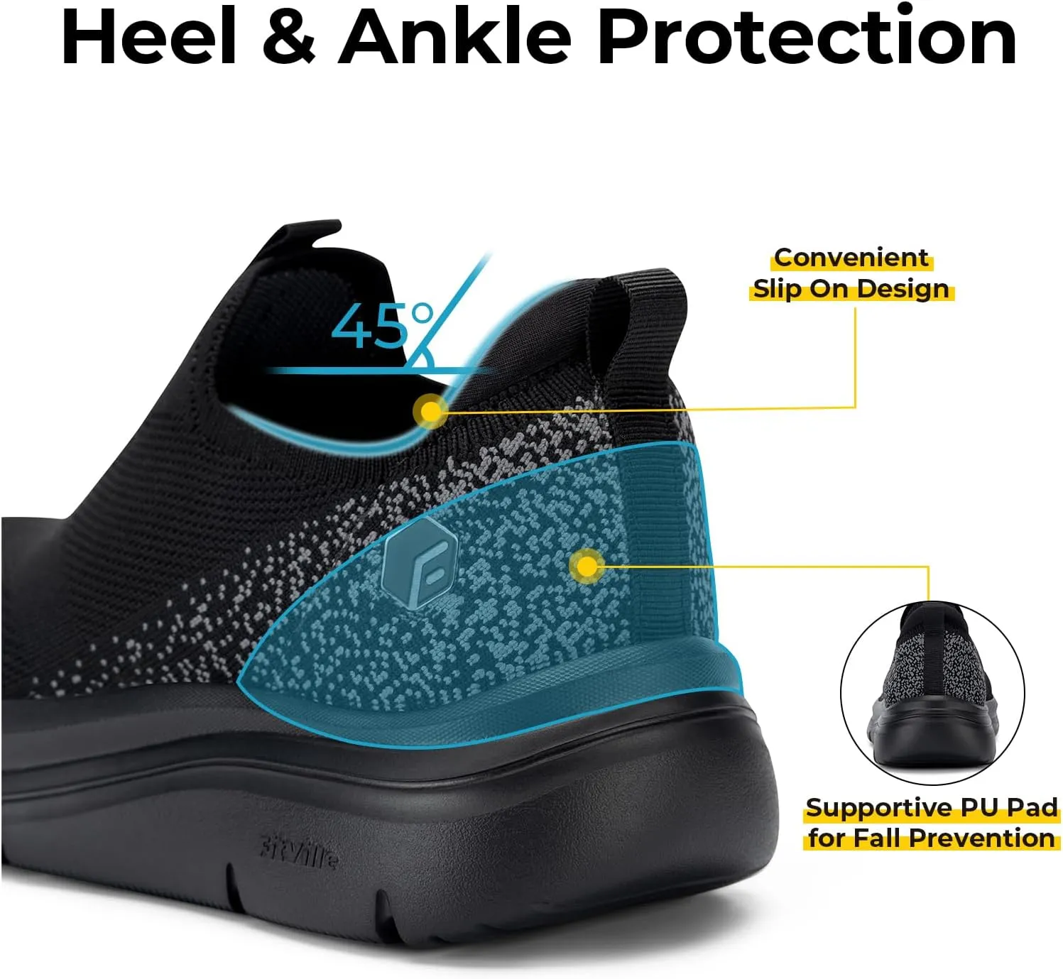 FitVille Women's Slip On Shoes Wide Walking Shoes for Women Slip On Sneakers for Flat Feet Plantar Fasciitis with Arch Support