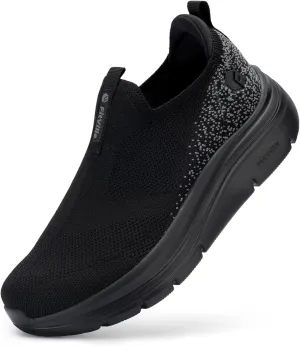 FitVille Women's Slip On Shoes Wide Walking Shoes for Women Slip On Sneakers for Flat Feet Plantar Fasciitis with Arch Support