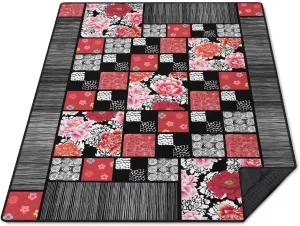 Floral Picnic Blankets Waterproof Foldable, 60″X80″ Peony Thick Picnic Mat Outdoor Blanket for Grass, Modern Beach Blanket Sandproof Picnic Accessories for Camping Party Park Travel