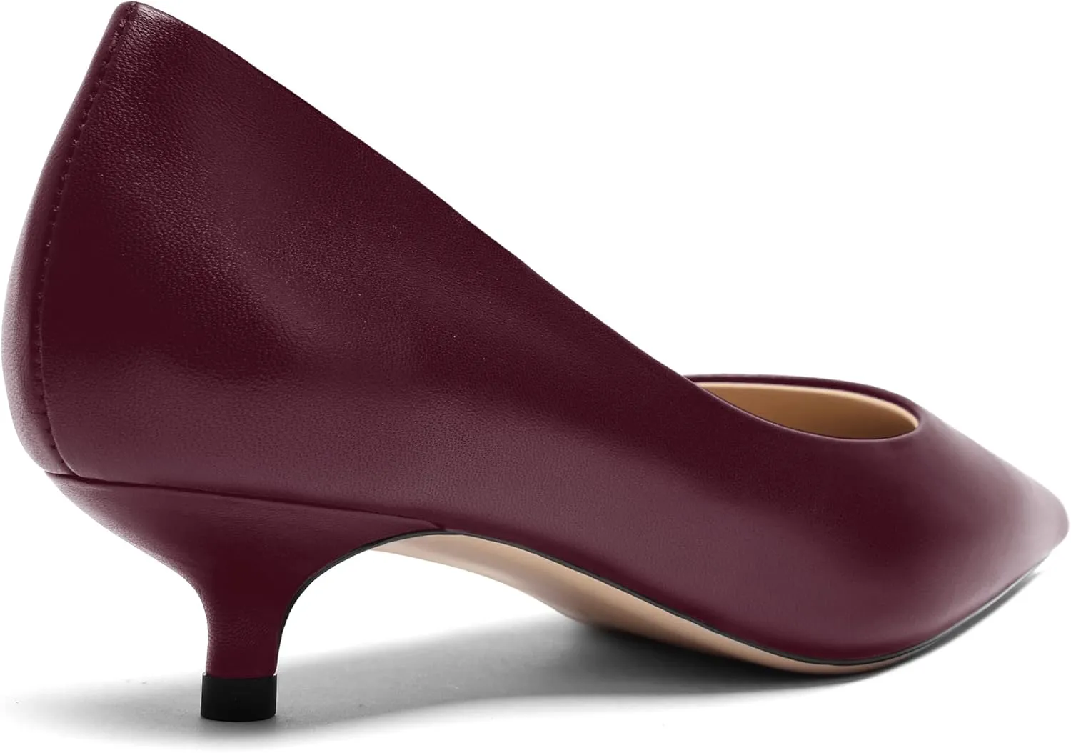 FOGEENA Womens Dating Matte Leather Comfortable Slip On Pointed Toe Casual Kitten Low Heel Pumps Dressy Shoes 1.5 Inch