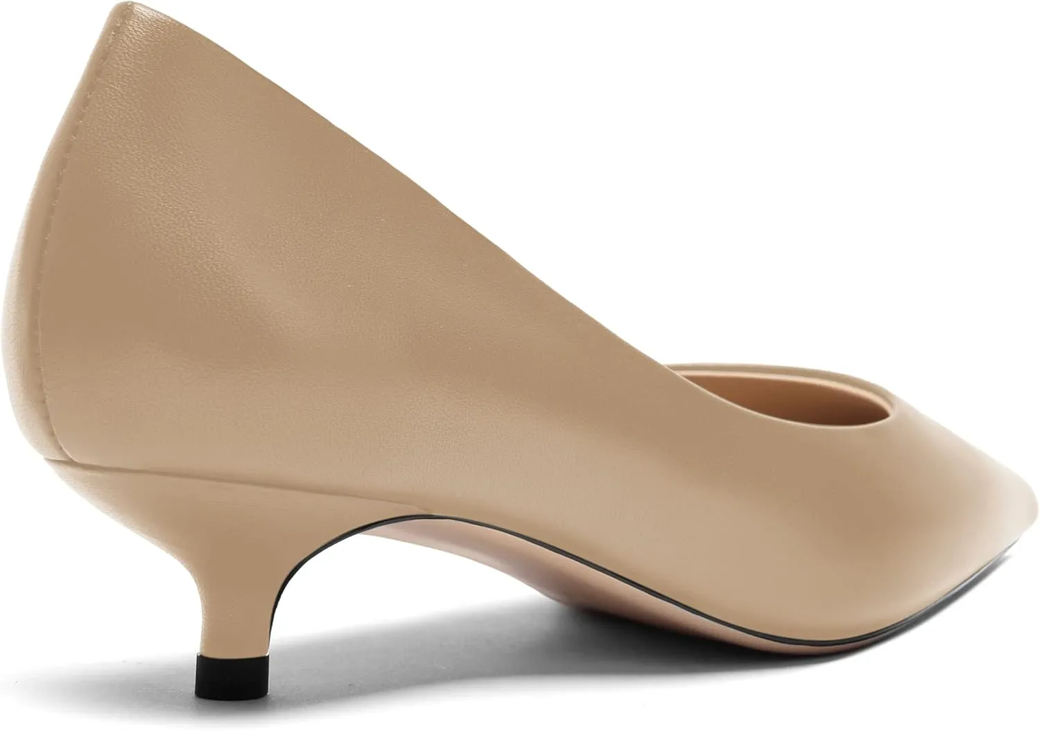 FOGEENA Womens Dating Matte Leather Comfortable Slip On Pointed Toe Casual Kitten Low Heel Pumps Dressy Shoes 1.5 Inch